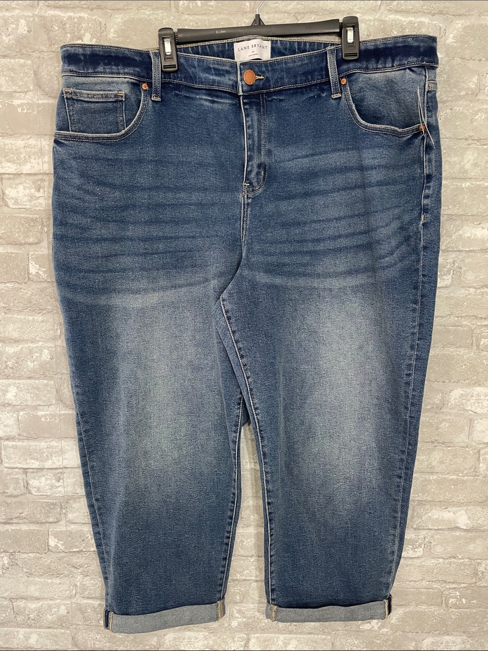 Lane Bryant Medium Blue Boyfriend  Rolled Cuff Capri Jeans